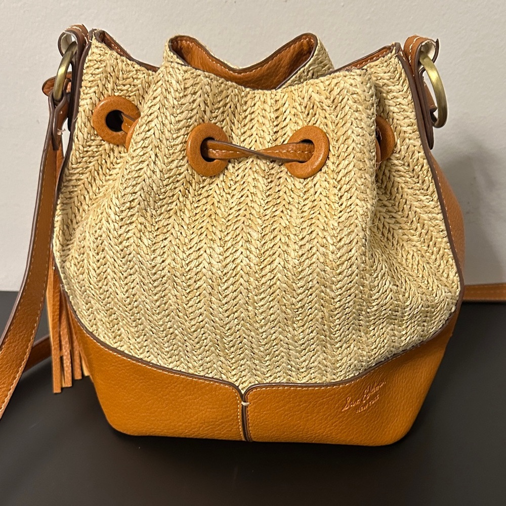 Sam Edelman Tan Leather & Raffia Crossbody Bag. NWOT. Flawless Hardware. - Picture 6 of 16